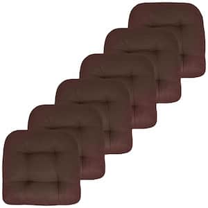 19 in. x 19 in. x 5 in. Solid Tufted Indoor/Outdoor Chair Cushion U-Shaped in Chocolate (6-Pack)