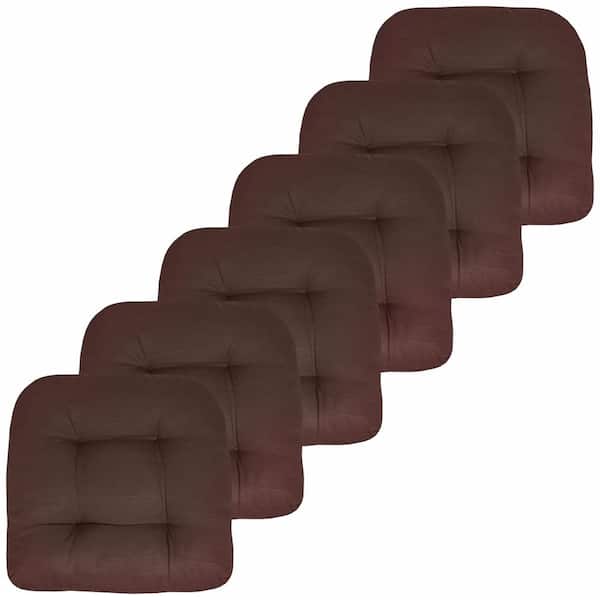 Sweet Home Collection 19 in. x 19 in. x 5 in. Solid Tufted Indoor/Outdoor Chair Cushion U-Shaped in Chocolate (6-Pack)