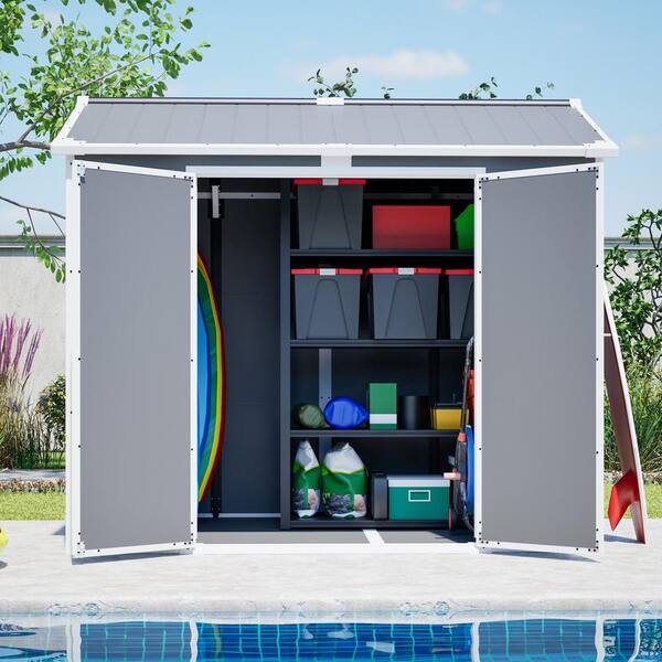 VAMOP 8 ft. W x 6 ft. D Plastic Utility Shed with Lockable Door