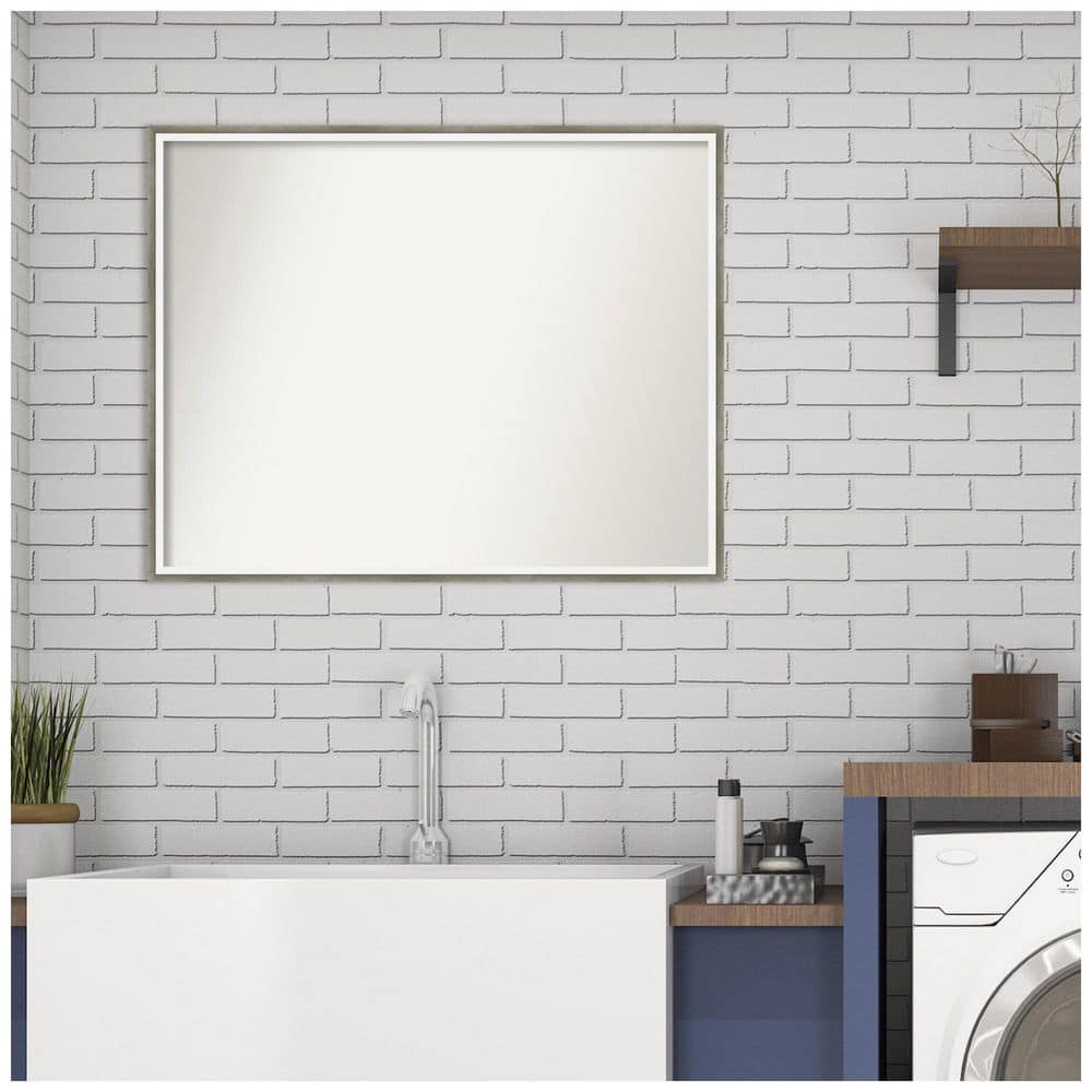 Lucie Silver Wood Rectangular Bathroom Vanity Mirror