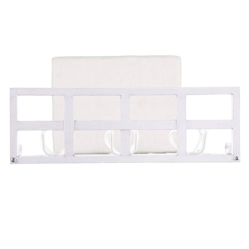 Traditional Entryway Hall Tree Bench with Plush Seat - Distressed White