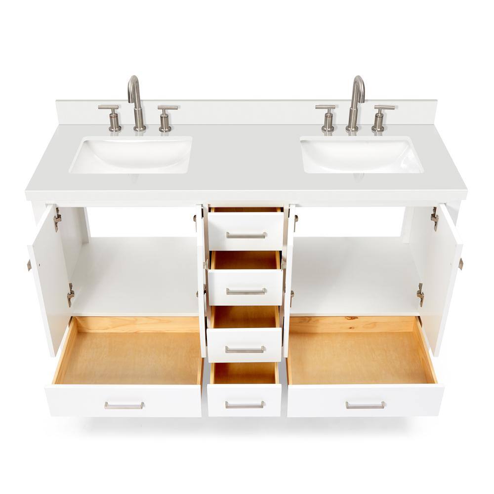 Cambridge 61" White Quartz Double Basin Freestanding Vanity