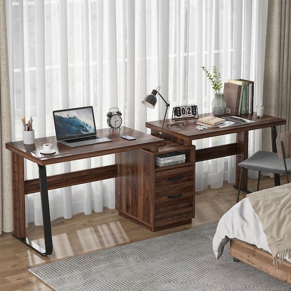Tribesigns 94.5" Executive Home Office Desk with Storage Shelf Two Person Table 