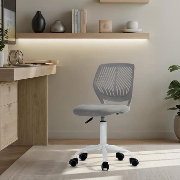 Carnation Fabric Adjustable Height Ergonomic Office Chair in Cloud Grey with Breathable Back Swivel Study Computer Chair