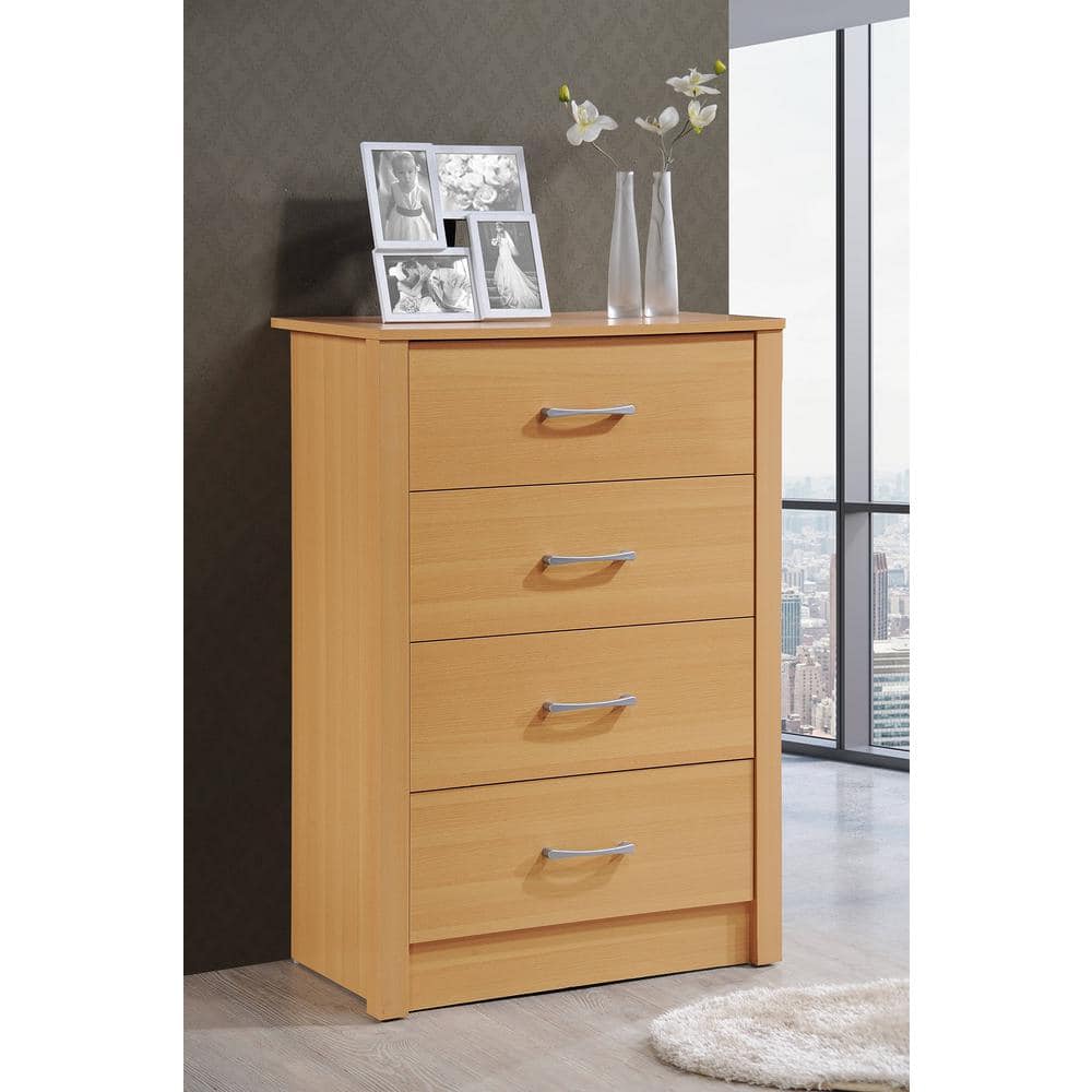Sleek Beech 4-Drawer Chest with Soft Close and Roller Support