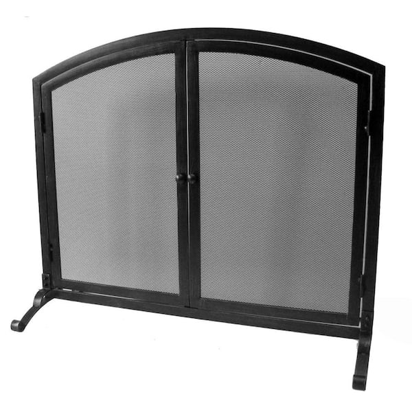 Home Decorators Collection Emberly Black Single-Panel Fireplace Screen with Doors