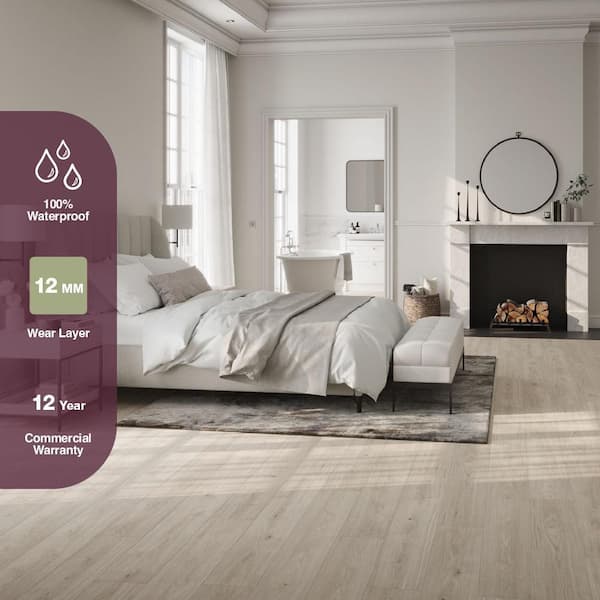 Springfield Hickory 12mm T x 7.6 in. W Waterproof Laminate Wood Flooring (21.06 sq.ft./Case)