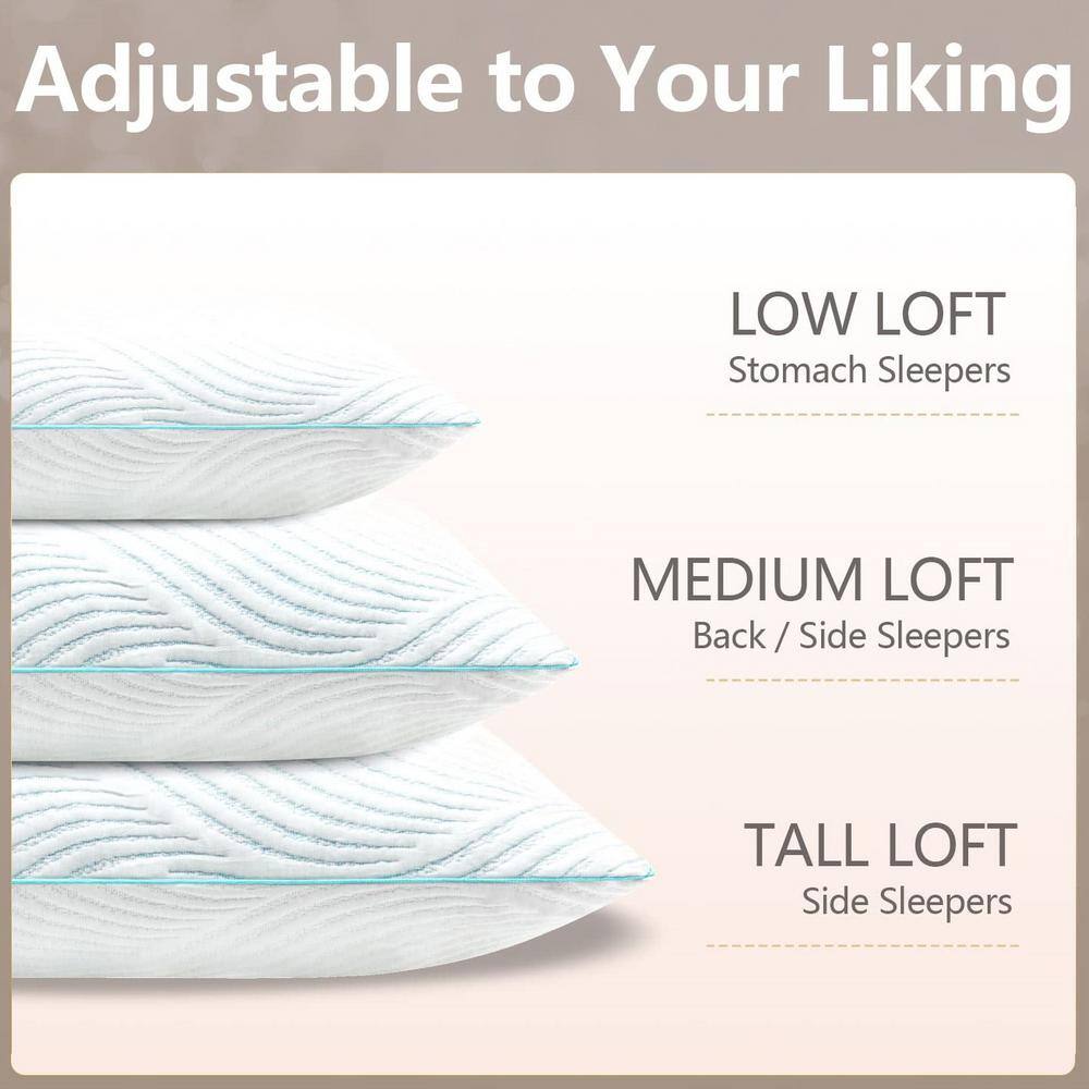 Queen Size Blue Cooling Memory Foam Sleeping Pillows Set