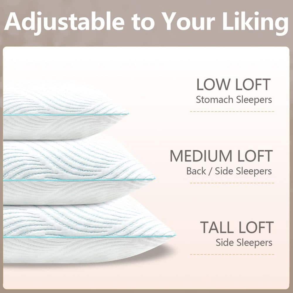 Standard Size Blue Cooling Memory Foam Sleeping Pillows Set