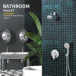 MINT 7-Spray Patterns 2 GPM 5 in. Wall Mount Fixed Shower Head with Hand Shower Head in Chrome (Valve Included)