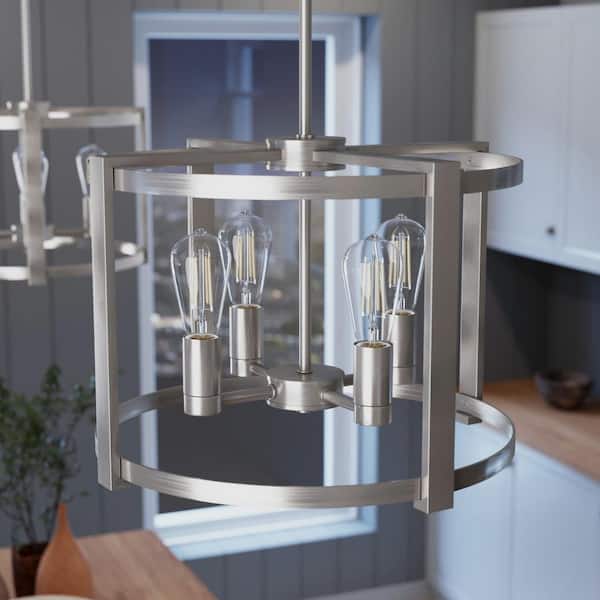 Hunter Astwood 4 Light Brushed Nickel Circular Chandelier Dining Room Light