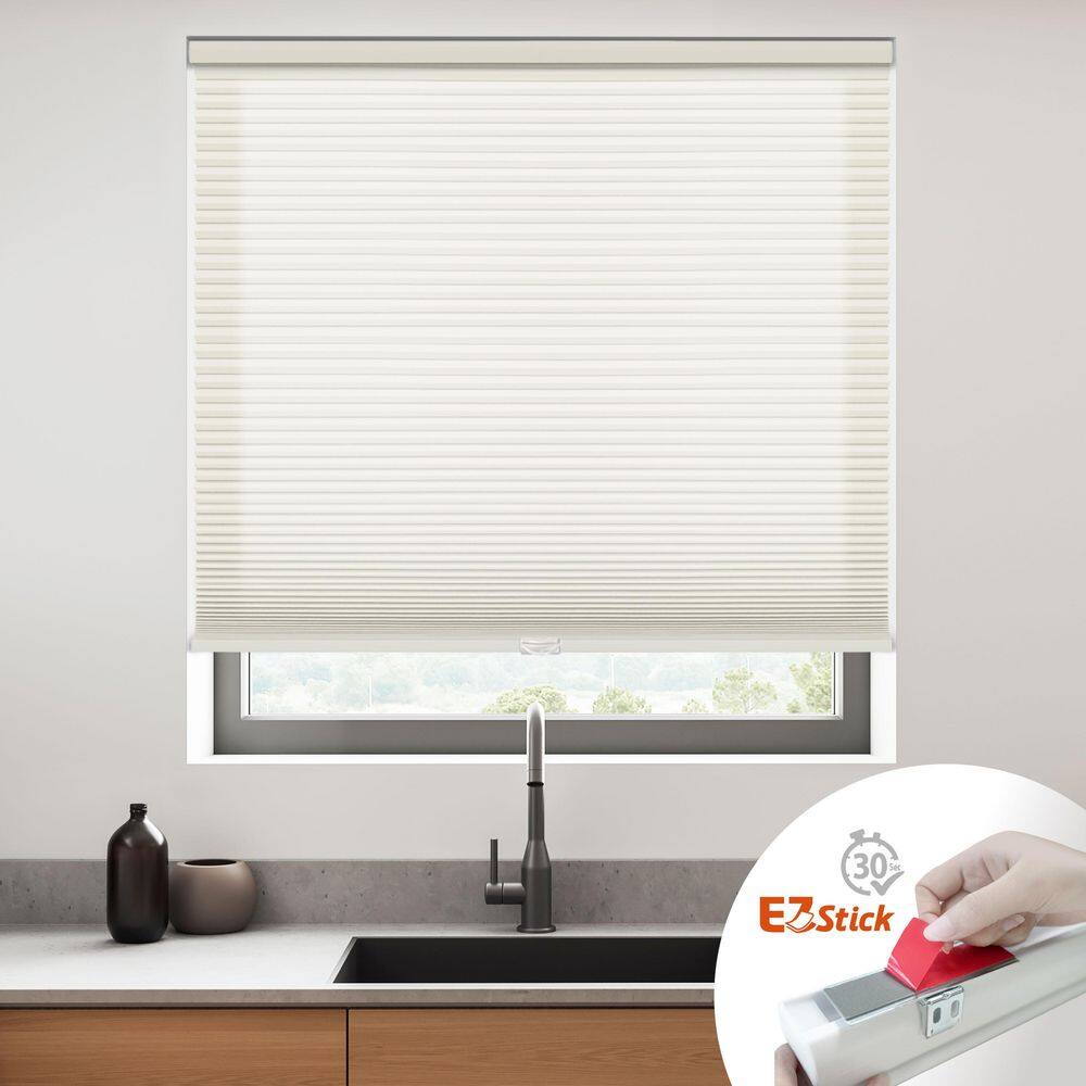 Cream Cordless Light Filtering EZ Stick No Tools No Drill Polyester Cellular Shades-32.5 in. W x 48 in. L price history on PriceWatchPro