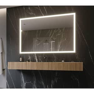 60 in. W x 40 in. H Rectangular Powdered Gray Framed Wall Mounted Bathroom Vanity Mirror 3000K LED