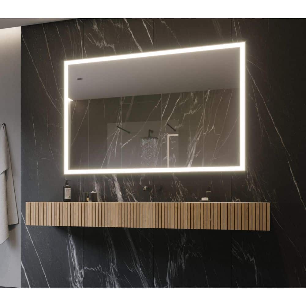 Galaxy 60 in. W x 40 in. H Rectangular Powdered Gray Framed Wall Mounted Bathroom Vanity Mirror 6000K LED price history on PriceWatchPro