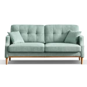 70 in. Wide Straight Arm Polyester Upholstery Modern Symmetrical Sofa with USB Port in Light Blue