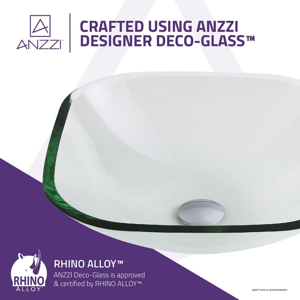 Cadenza 16.5'' Clear Tempered Glass Square Vessel Sink