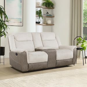 Lazzara Center Hill 76 in. W Gray Chenille and Faux Leather Manual