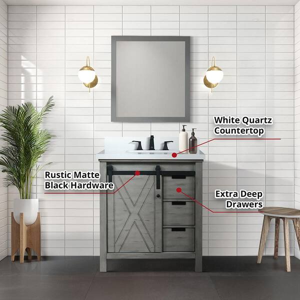Lexora Marsyas 30-in Ash Grey Bathroom Vanity Cabinet (Mirror Included) Lexora Marsyas 30-in Ash Grey Bathroom Vanity Cabinet (Mirror Included)