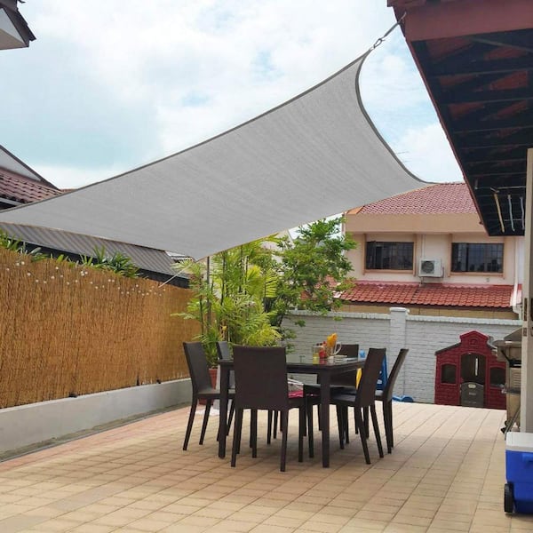 10 ft. x 13 ft. 185 GSM Light Gray Rectangle UV Block Sun Shade Sail for Yard and Swimming Pool Etc.