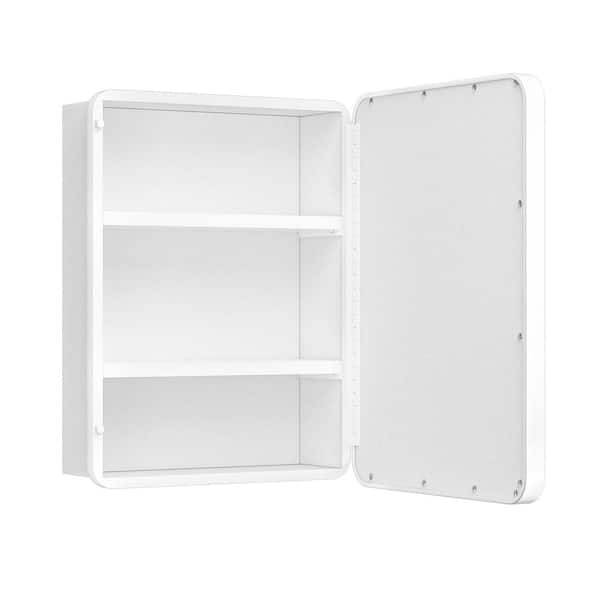 17 in. W x 25 in. H Rectangular White Stainless Steels Framed Recessed/Surface Mount Medicine Cabinet with Mirror