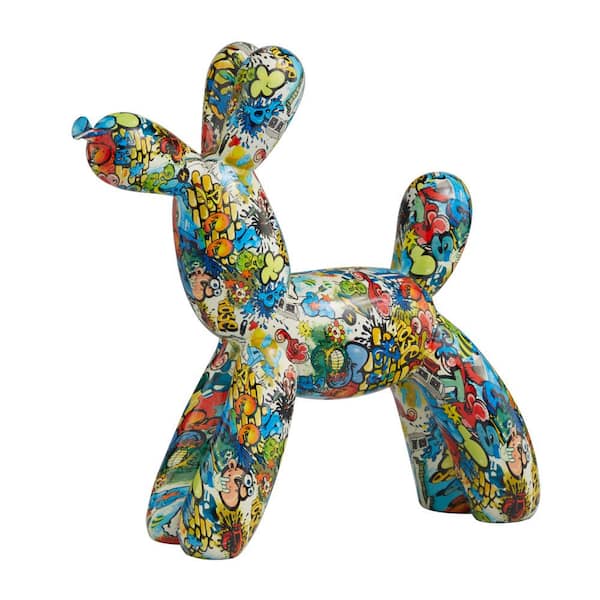 Litton Lane 16 in. x 16 in. Multi Colored Resin Dog Sculpture