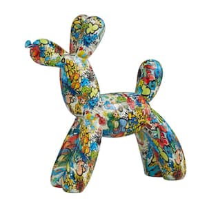 16 in. x 16 in. Multi Colored Resin Dog Sculpture