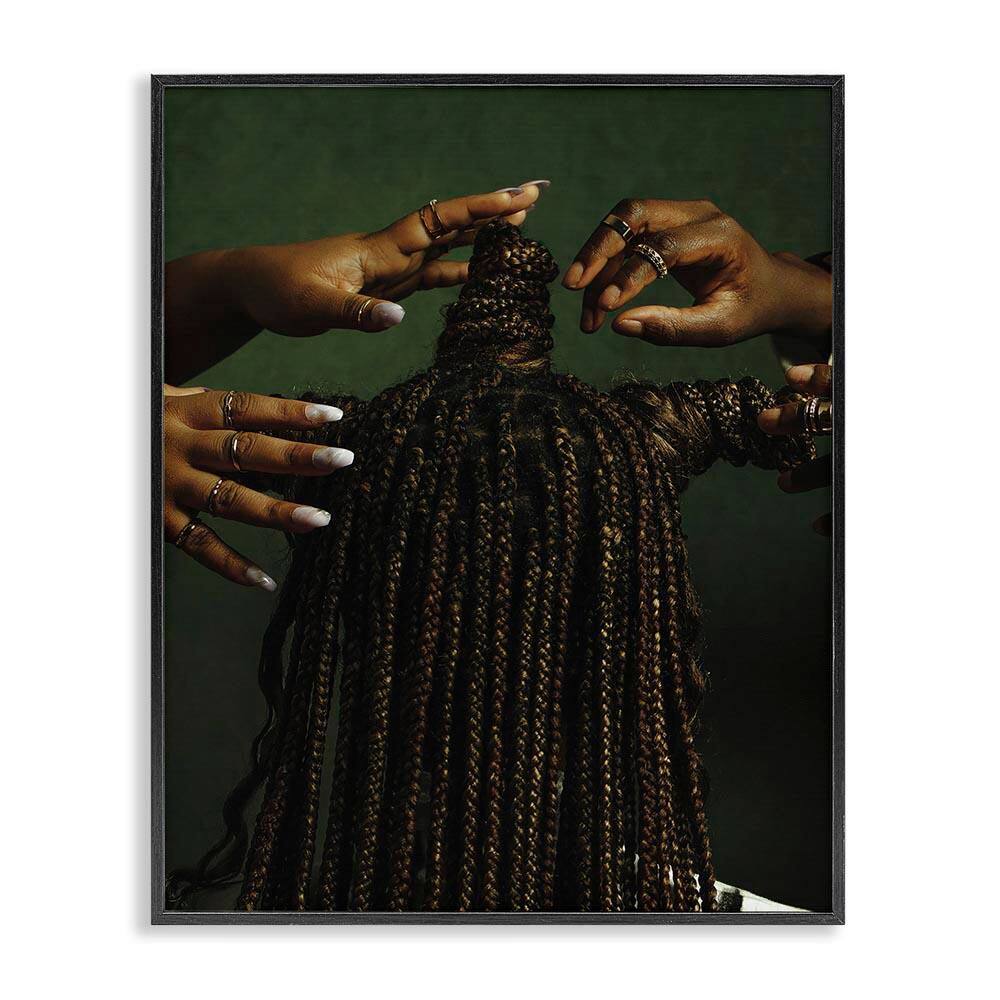 Women Braiding Hair by Oladimeji Odunsi Black Framed People Giclee Art Print 20 in. x 16 in. price history on PriceWatchPro