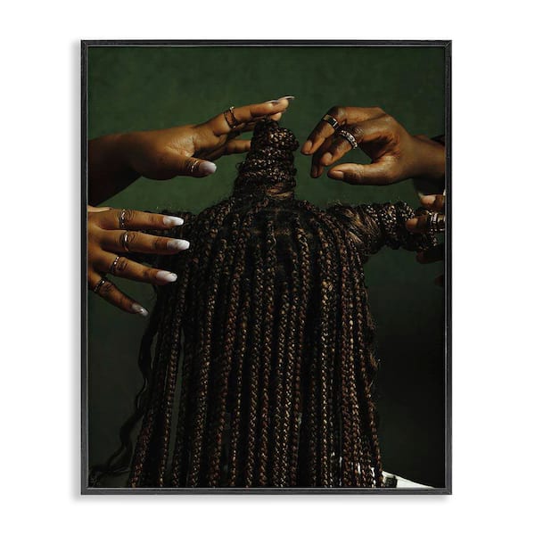 Stupell Industries Women Braiding Hair by Oladimeji Odunsi Black Framed People Giclee Art Print 20 in. x 16 in.