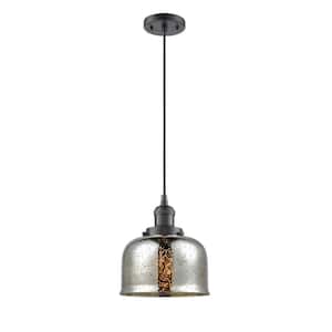 Bell 1-Light Oil Rubbed Bronze Bowl Pendant Light with Silver Plated Mercury Glass Shade