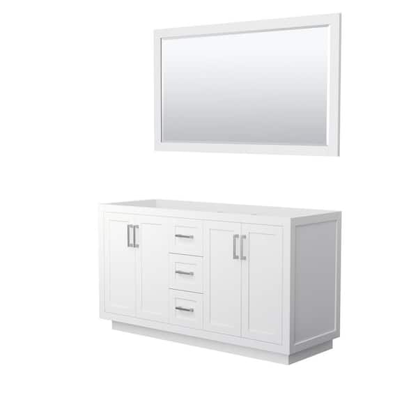 Wyndham Collection Miranda 59.25 in. W x 21.75 in. D Double Bath Vanity Cabinet Only with Mirror in White