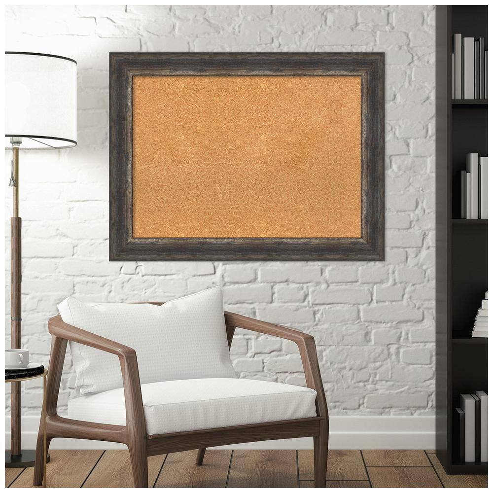 Rustic Charred Wood Framed Natural Cork Bulletin Board