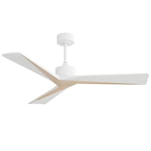 52 in. Smart Indoor White Unique Design Ceiling Fan with 3 ABS Blade, DC Motor, Remote Control for Bedroom, Living room
