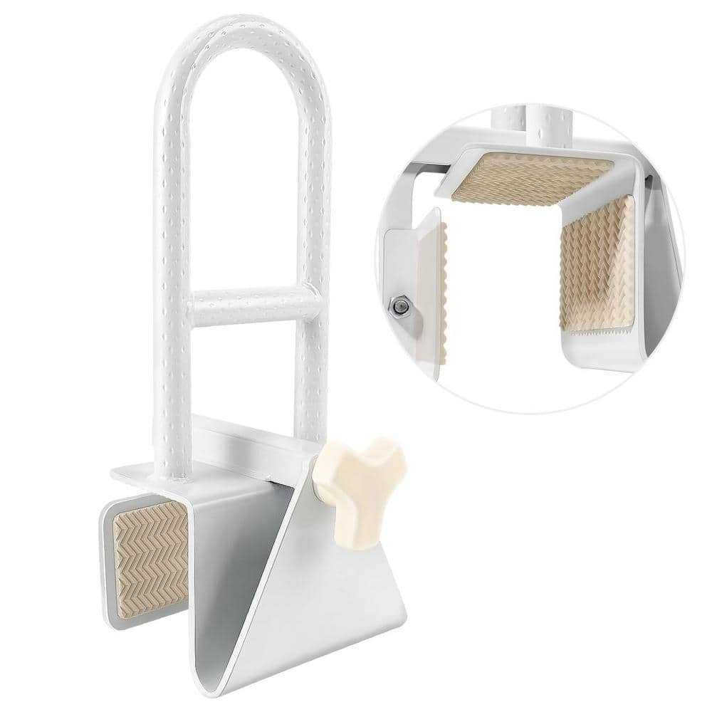 White Heavy-Duty Adjustable Bathtub Safety Rail with Anti-Slip Design, Tub 