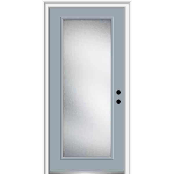 MMI Door 36 in. x 80 in. Micro Granite Left-Hand Inswing Full Lite Decorative Painted Fiberglass Smooth Prehung Front Door