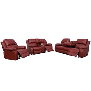 72 in. Round Arm 6-Seater Sofa in Burgundy