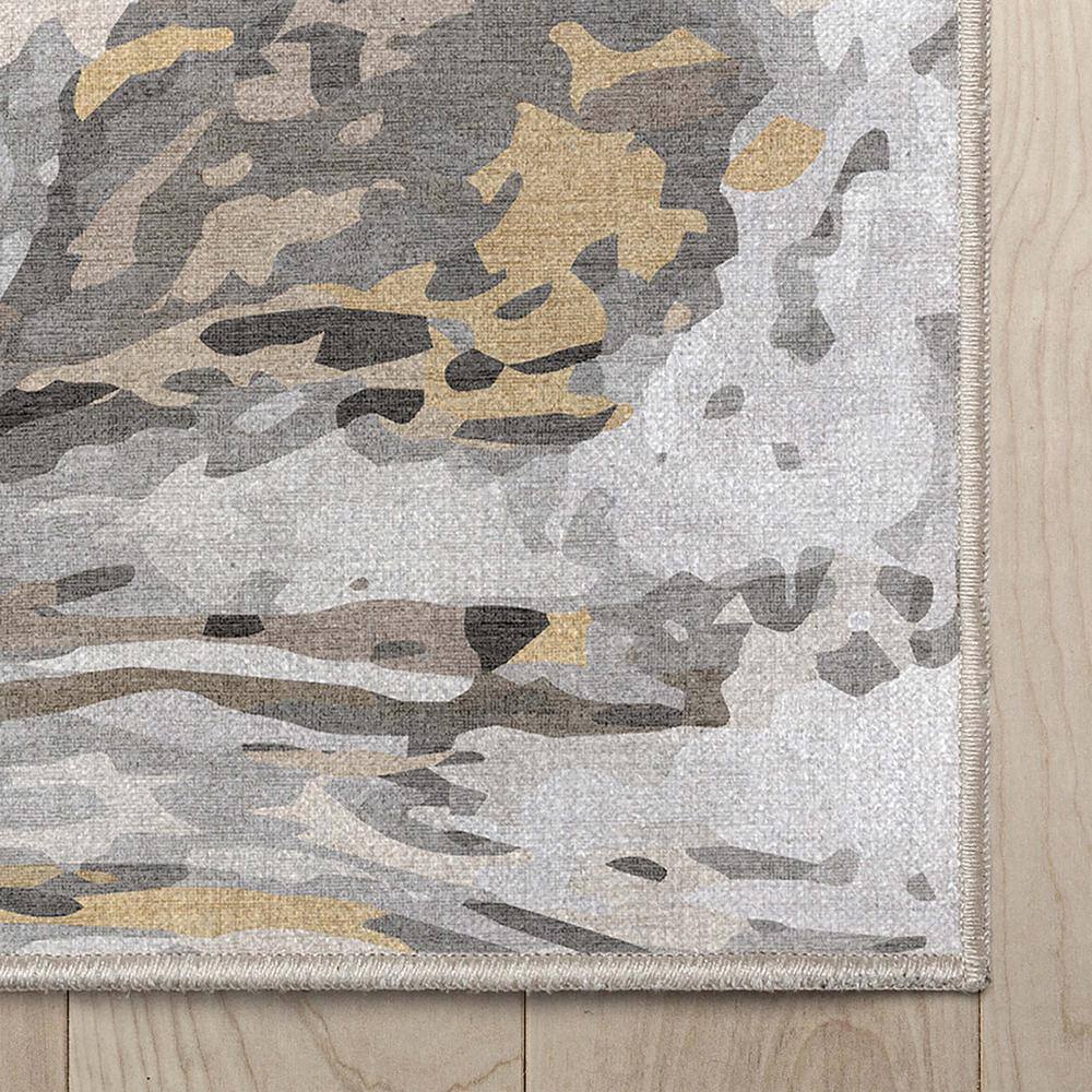 Gray Gold Abstract Marble Flat-Weave Area Rug 9'10" x 13'