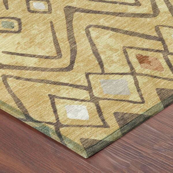 Chantille Machine Washable Indoor/Outdoor Abstract ACN2702 Gold 3 ft. x 4 ft. Area Rug