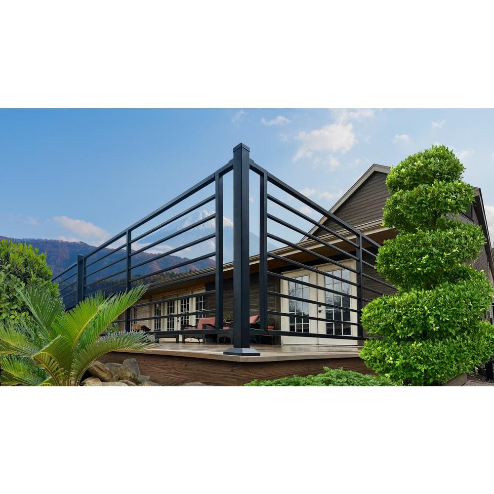 Fortress Fe26 39.5 in. Black Steel Exterior Railing Post