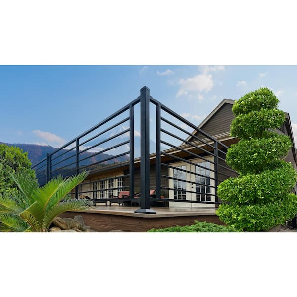 FORTRESS Fe26 2 in. x 2 in. x 45-1/2 in. Bronze Steel Railing Line Post with Brackets (42 in. Rail)