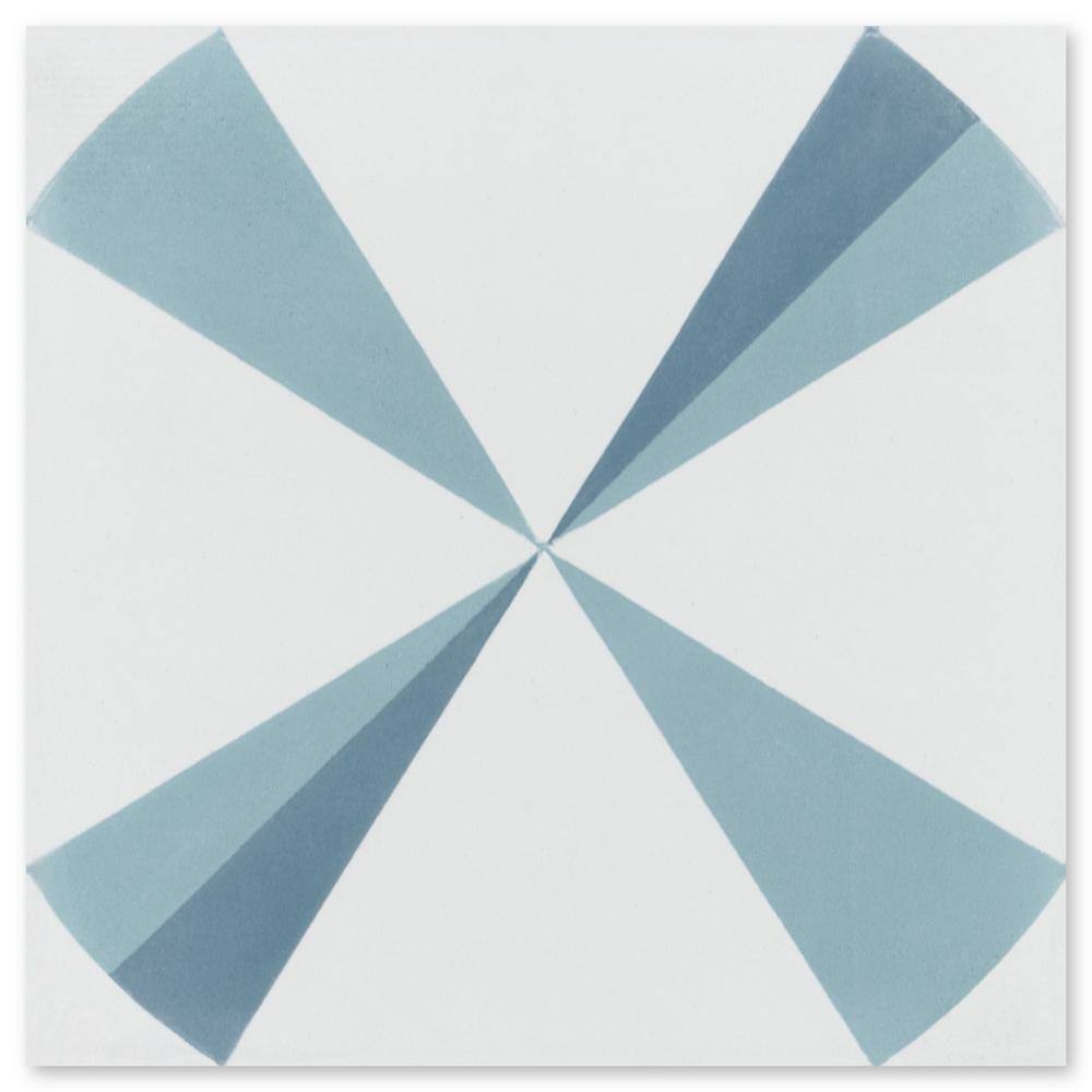 Polaris 8x8 Blue and White Cement Patterned Tile