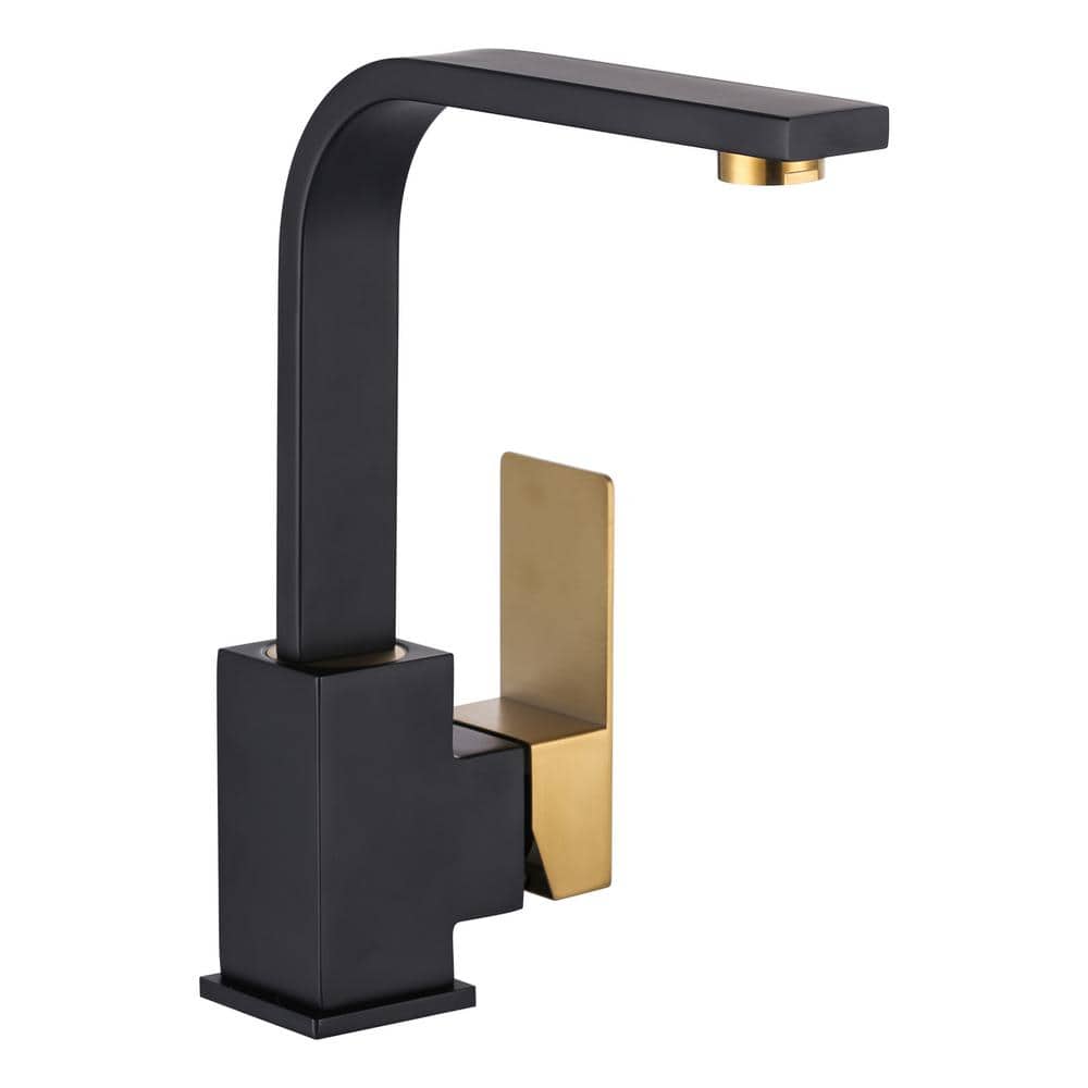 Polished Black and Gold Stainless Steel Single Handle Bar Faucet