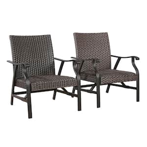 2-Piece Steel Wicker Outdoor Patio Conversation Chair Set