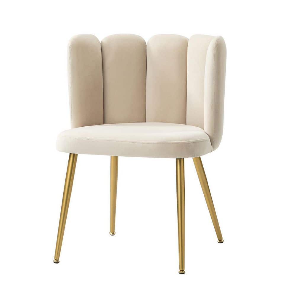 ARTFUL LIVING DESIGN Yginio Tan Velvet Side Chair with Metal Legs ...