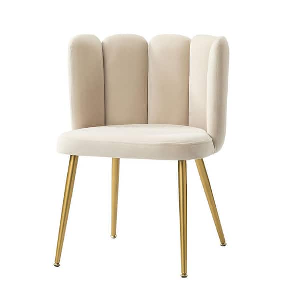 ARTFUL LIVING DESIGN Yginio Tan Velvet Side Chair with Metal Legs