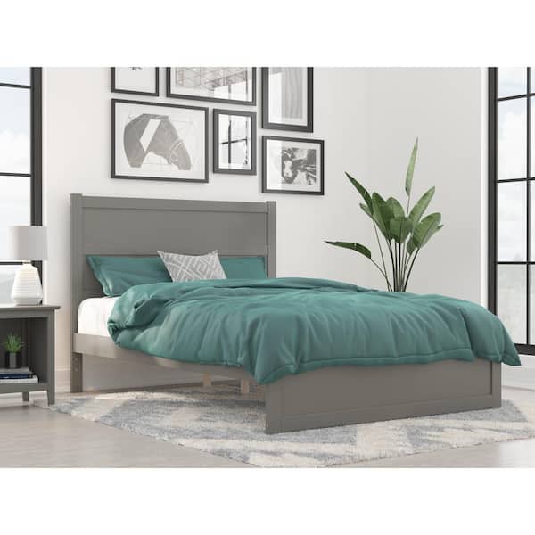 AFI NoHo 60-1/2 in. W Grey Queen Solid Wood Frame with Footboard and Attachable Turbo USB Device Charger Platform Bed