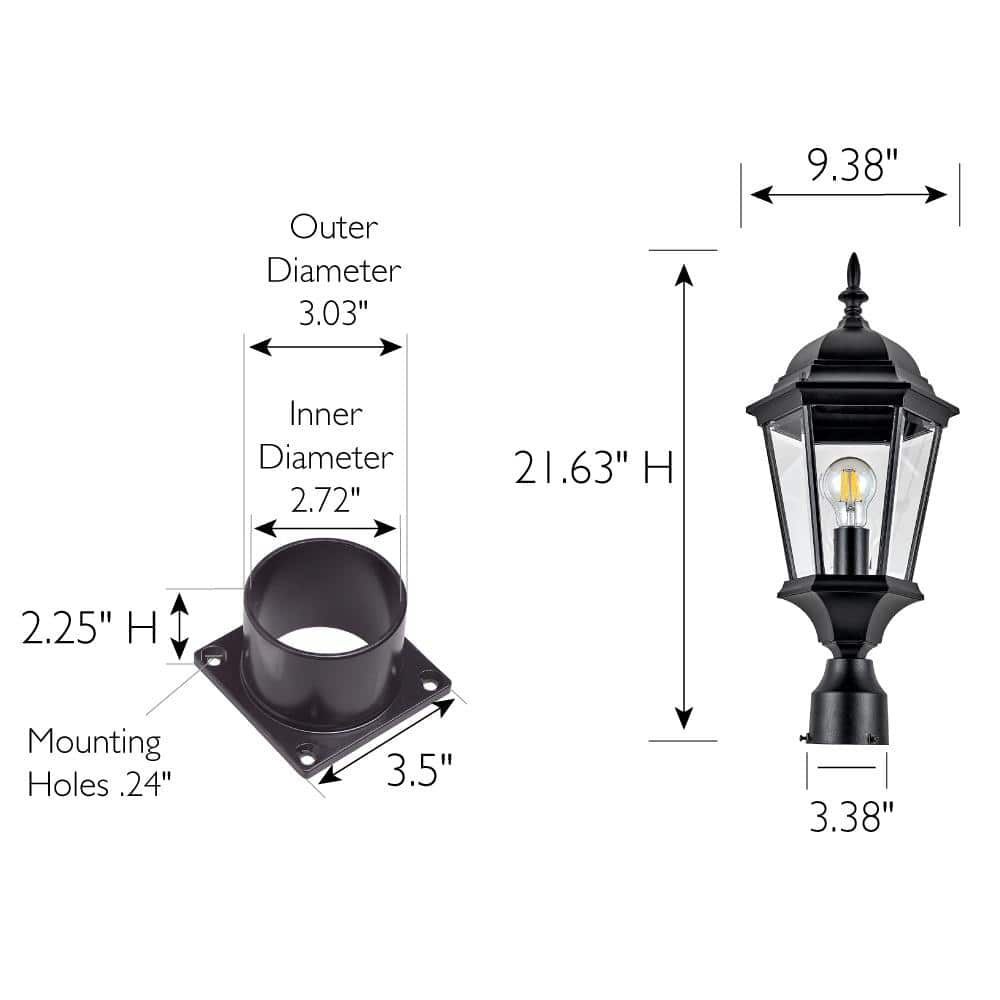 Oak Creek Black Aluminum Outdoor Light with Clear Glass Panels