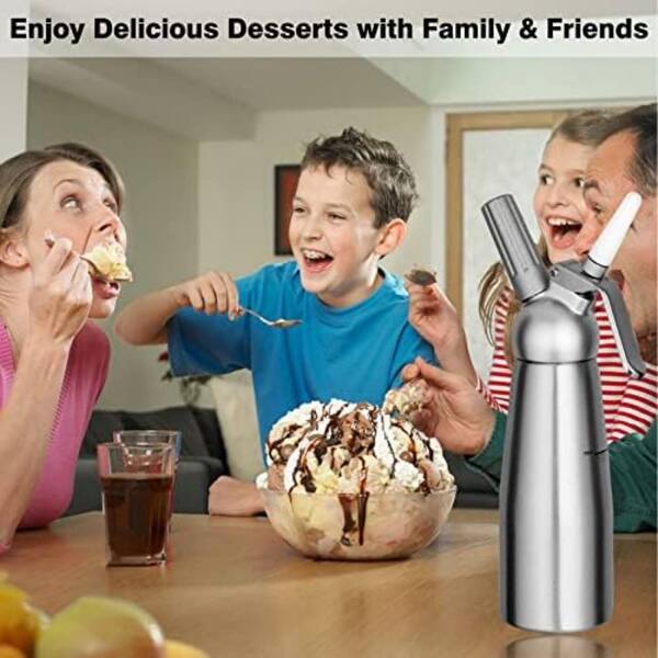 Wudkey Aluminum Whipped Cream Dispenser, 500ml Cream Maker, Cream