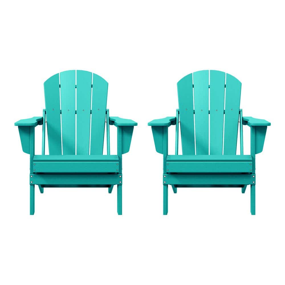 Laguna 2-Pack Fade Resistant Outdoor Patio HDPE Poly Plastic Classic Folding Adirondack Chairs in Turquoise price history on PriceWatchPro