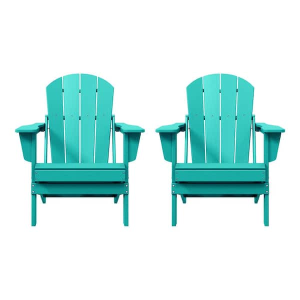 WESTIN OUTDOOR Laguna 2-Pack Fade Resistant Outdoor Patio HDPE Poly Plastic Classic Folding Adirondack Chairs in Turquoise