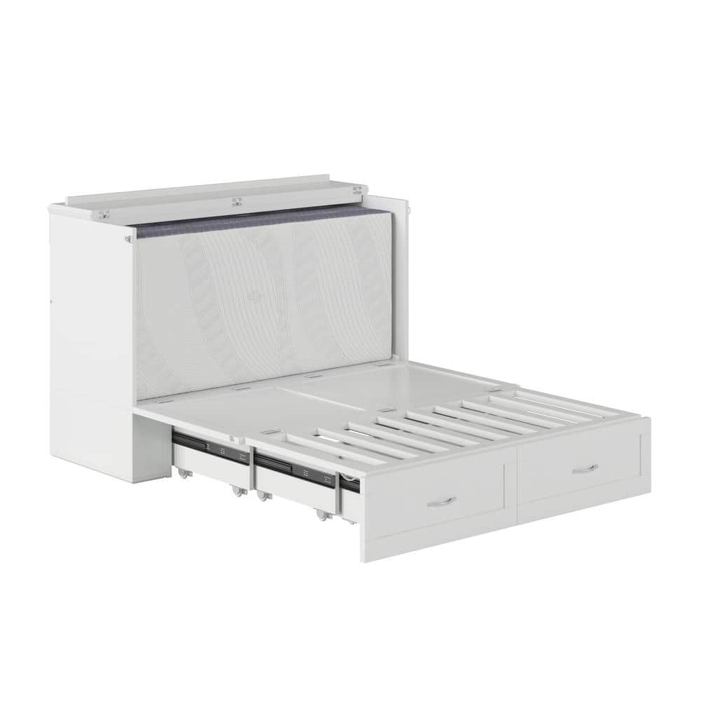 Murphy Full/Double White Wood Frame Upholstered Bed with Storage Drawer
